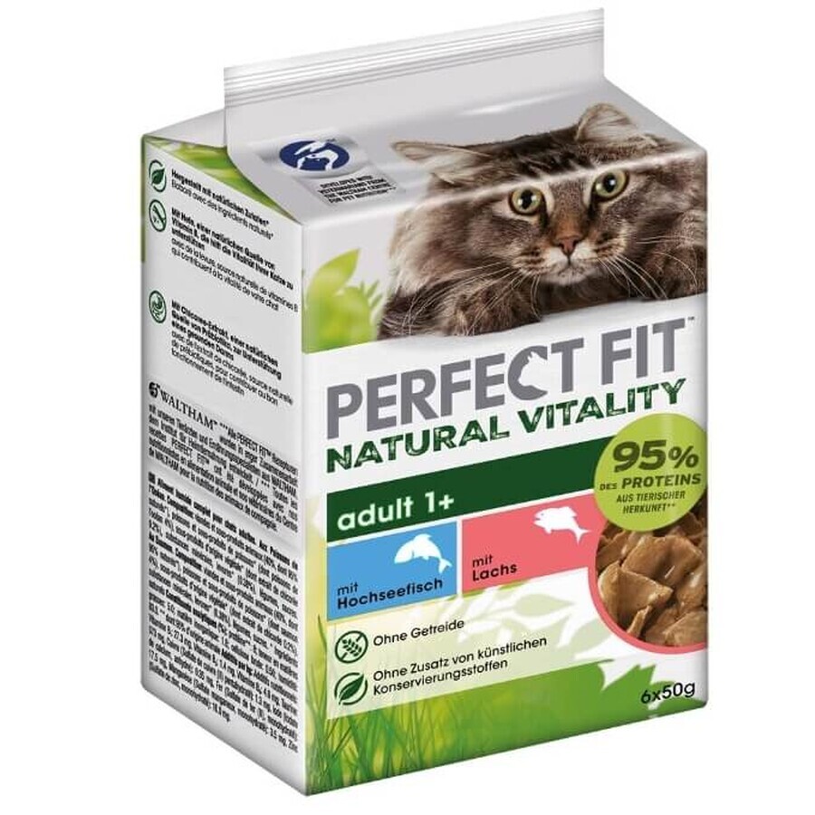 Perfect Fit, Natural Vitality 1+, Vochtig kattenvoer, gbin vis, 50g