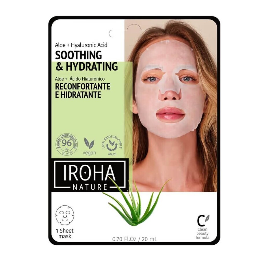 Iroha Nature Soothing & Moisturizing face mask with aloe vera and hyaluronic acid, 20ml