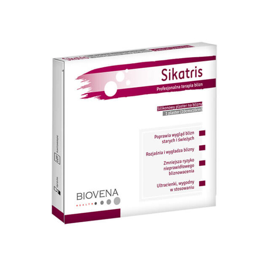 Sikatris, silicone littekenpleister, 10x10, 1 stuk - Lange levensduur!