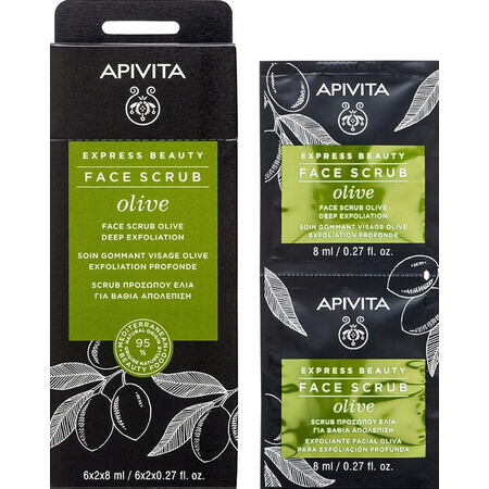 Apivita Express Beauty Deep Exfoliating Face Scrub Olive, 2 x 8 ml