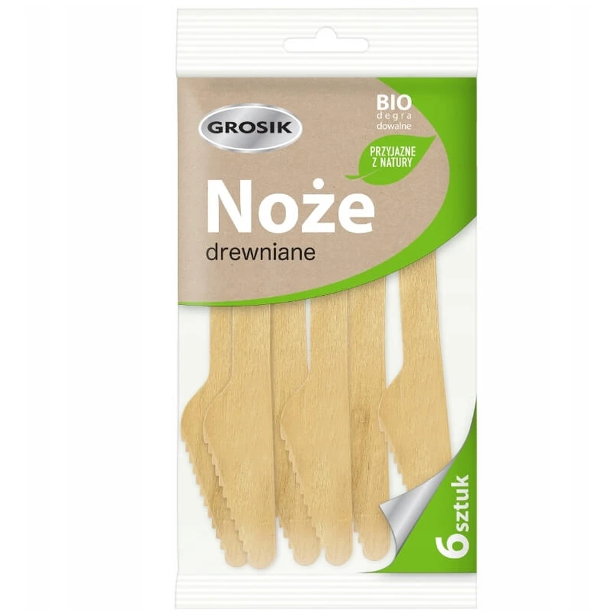 Jan Niezbędny, Noże drewniane biodegradowalne, 6 sztuk: ceny i cechy