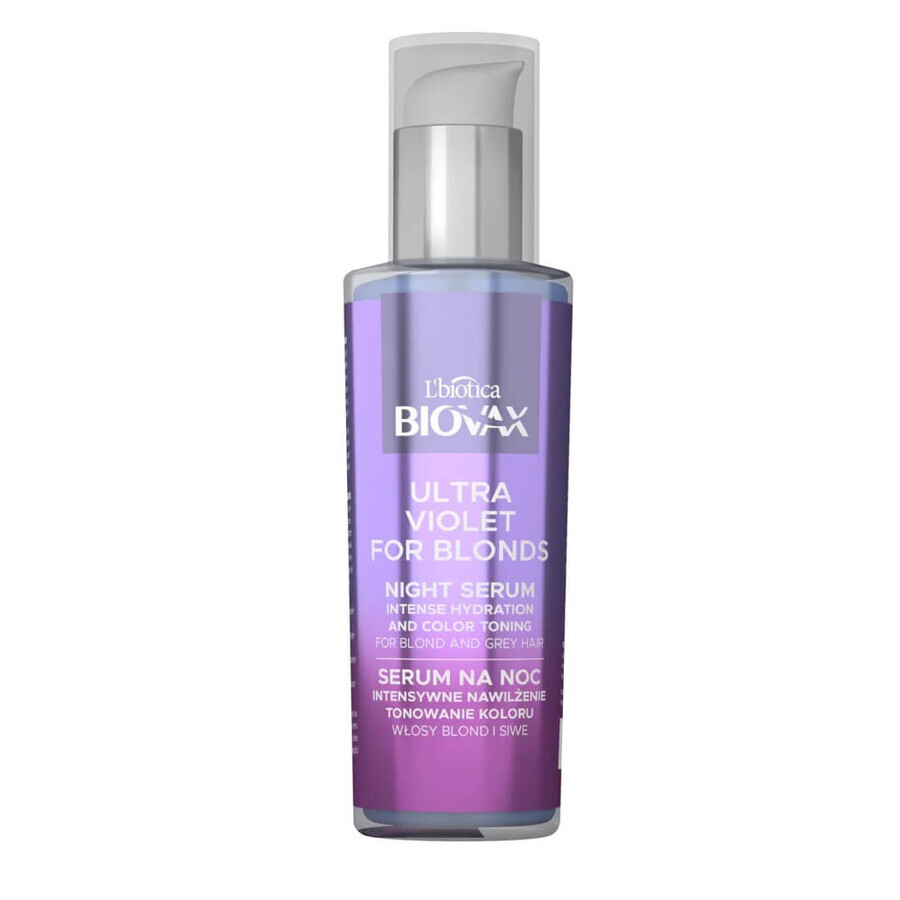 Biovax Ultra Violet Nacht verstevigend hydraterend serum voor blond en grijs haar, 100ml