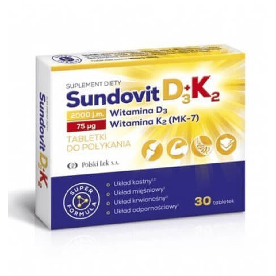 Sundovit D3 + K2, 30 tablets