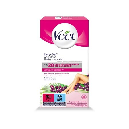 Veet waxstrips voor het harsen van het lichaam, normale huid, 12 stuks