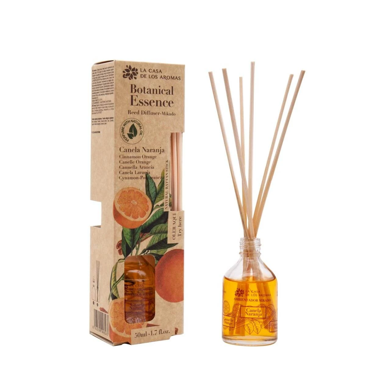 La Casa de los Aromas Botanical Essence Kaneel en Sinaasappel Geurstokjes, 50ml