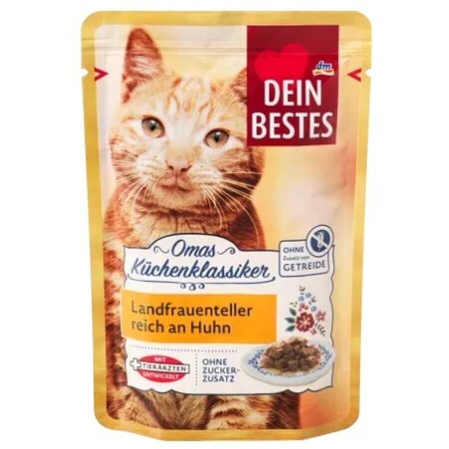 Dein Bestes, Natvoer voor katten, kip met kaas, 100 g