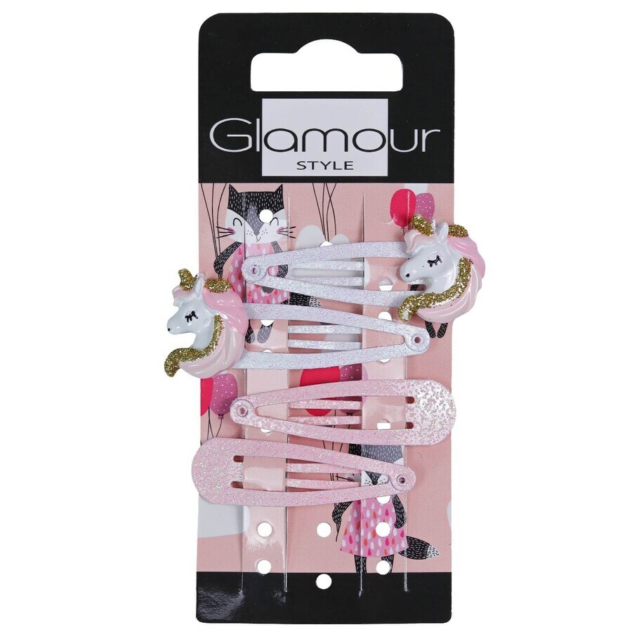 Glamour Kids Wax Pony clips, 4 stuks