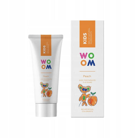 Woom Kids Pastă de dinți naturală pentru copii 3-8 ani Piersică, 50ml