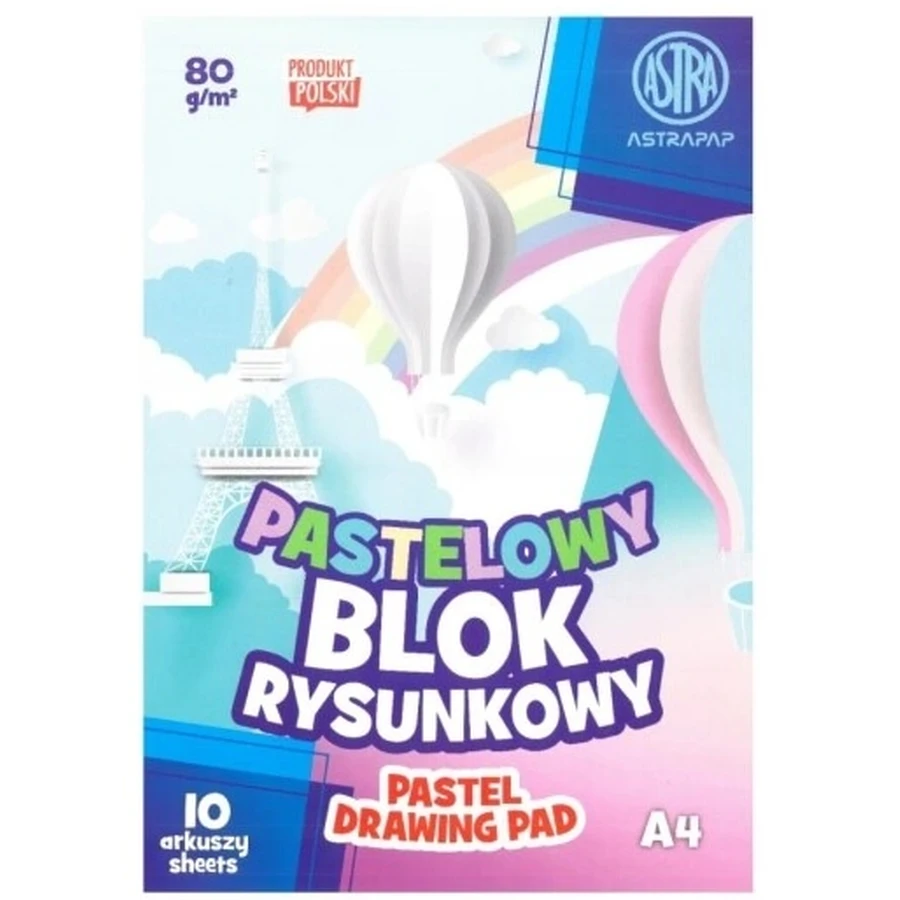 Pastell Zeichenblock 80g/m2 A4, 10 Blatt