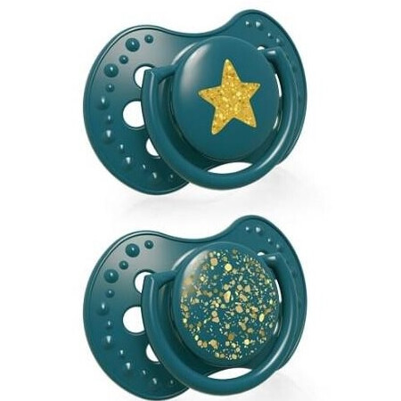 Lovi, Siliconen dynamische fopspeen Stardust 6-18m 22/894 groen, 2 stuks