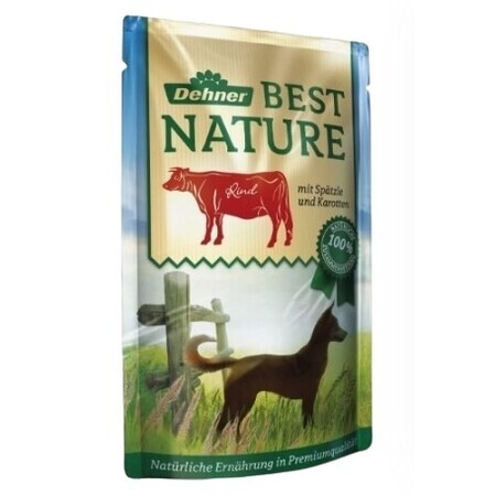 Dehner, Best Nature Adult, Hrană umedă pentru câini cu tăieței de vită și morcov, 150g