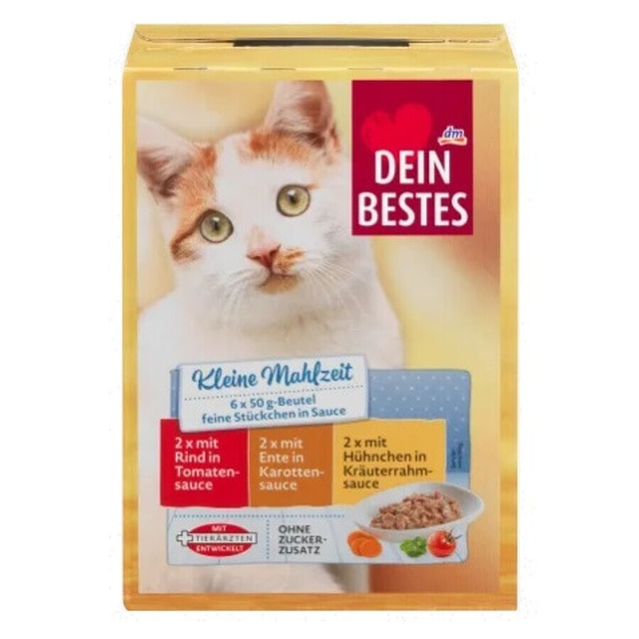 Dein Bestes, Moist cat food, bag with small caviar in sauce, (6 x 50g), 300g