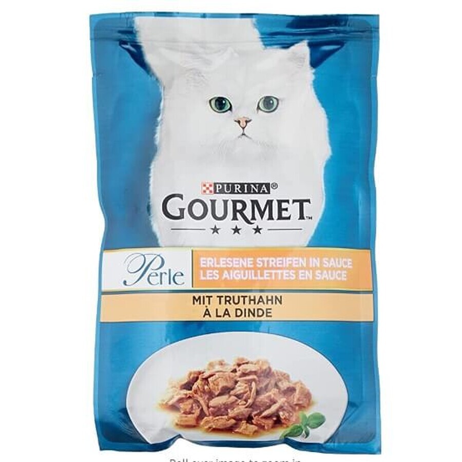 Purina, Gourmet Pearls, Natvoer voor katten, kalkoen, 85g