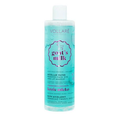 Vollare Lotion micellaire au lait de chèvre pour le nettoyage des yeux et des lèvres, 400ml