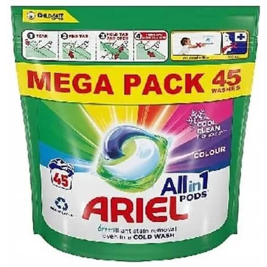 Ariel Alles in 1 Kleurenspoelcapsules, 45 stuks