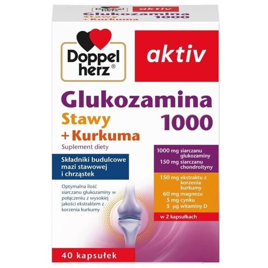 Doppelherz Aktiv Glucosamine 1000 gewrichten + Curcumine, 40 capsules