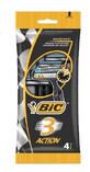 Bic 3 Action Scheermes met enkele rand en 3 mesjes, 4 stuks