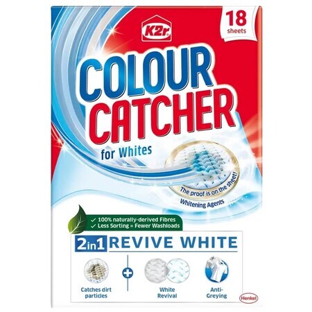 K2r Colour Catcher, 2in1 Protect amp; Revive White 2in1 Witte Washandjes, 18 stuks