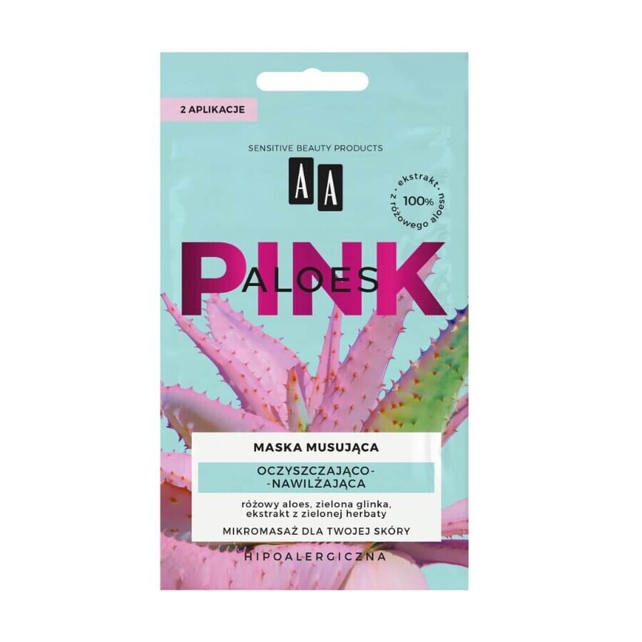 AA Aloë Pink, reinigend en hydraterend schuimmasker, 2 x 4g