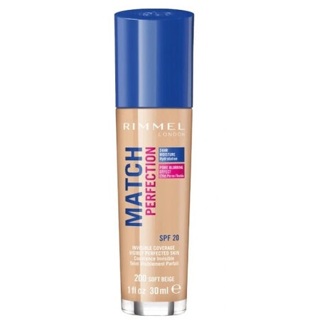 Rimmel Match Perfection Huidvullende Foundation 200 Zacht Beige SPF20, 30ml