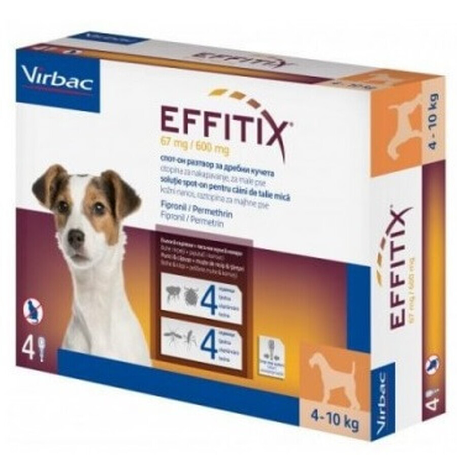 Antiparasiticum voor honden 4-10 kg Effitix S, 4 pipetten, Virbac