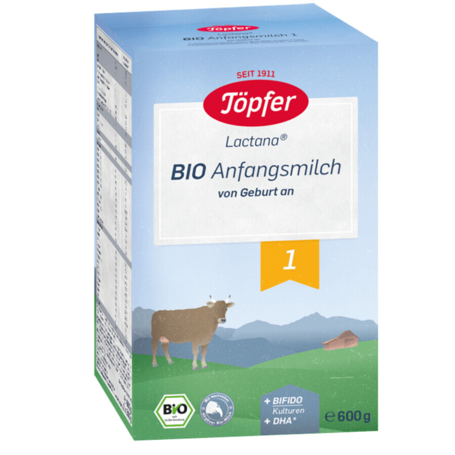 Latte in polvere Bio 1 Lactana, 0 mesi+, 600 g, Topfer