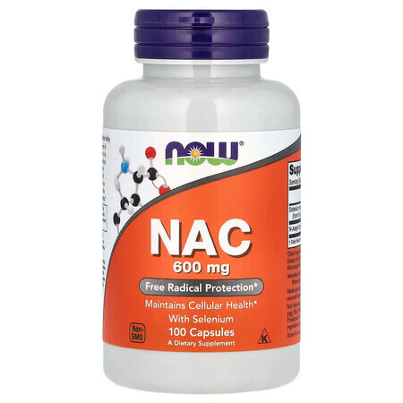 Antioxidanti N-Acetyl Cysteine Cu Seleniu, 600 mg, 100 Capsule vegetale, Now Foods