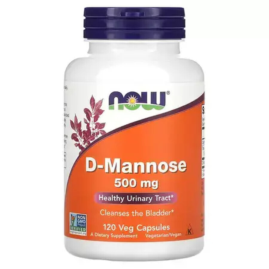 D-Mannose, 500 mg, 120 plantaardige capsules, Now Foods