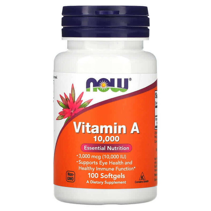 Vitamine A, 10.000 IU, 100 softgels, Now Foods