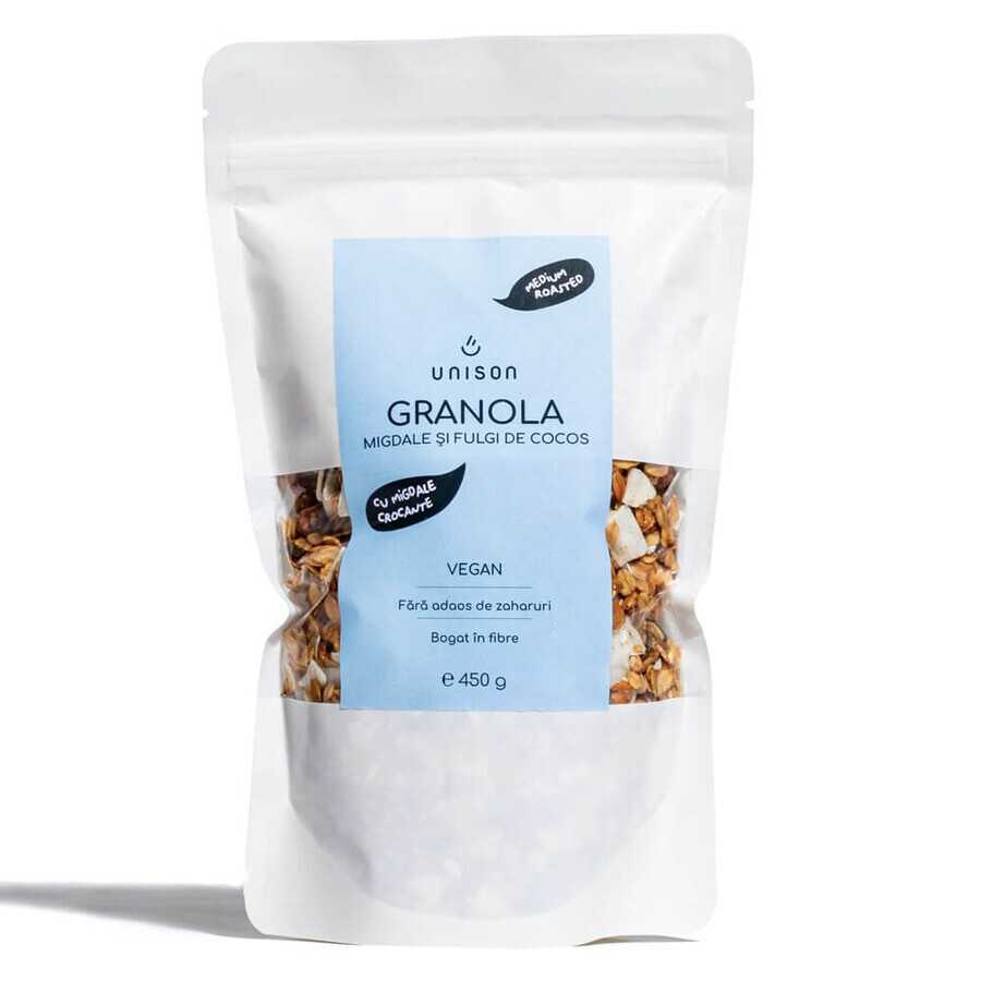 Granola aux amandes et flocons de noix de coco, 450 g, Unison