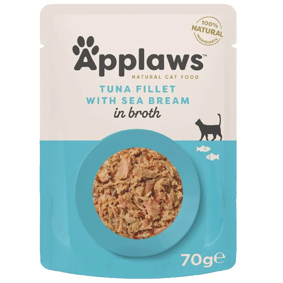 Nat kattenvoer met tonijnfilet en zeebrasem, 70 g, Applaws