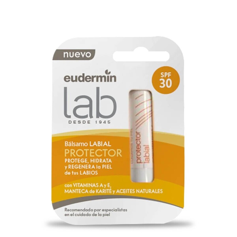 Balsamo labbra con vitamina A, E e burro di karité, SPF30, 4,8 g, Eudermin