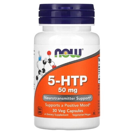 Neurotransmitter 5-HTP, 50 mg, 30 plantaardige capsules, Now Foods