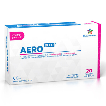 Aero Bleu vernevelingsoplossing op waterbasis met hyaluronzuur, 20 ampullen x 5 ml, Bleu Pharma