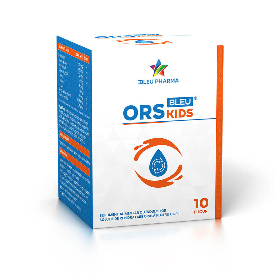 Orale rehydratatieoplossing voor kinderen ORS Kids Bleu, 10 zakjes x 5,5 g, Bleu Pharma