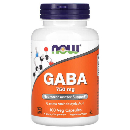 Gaba, 750 mg, 100 plantaardige capsules, Now Foods