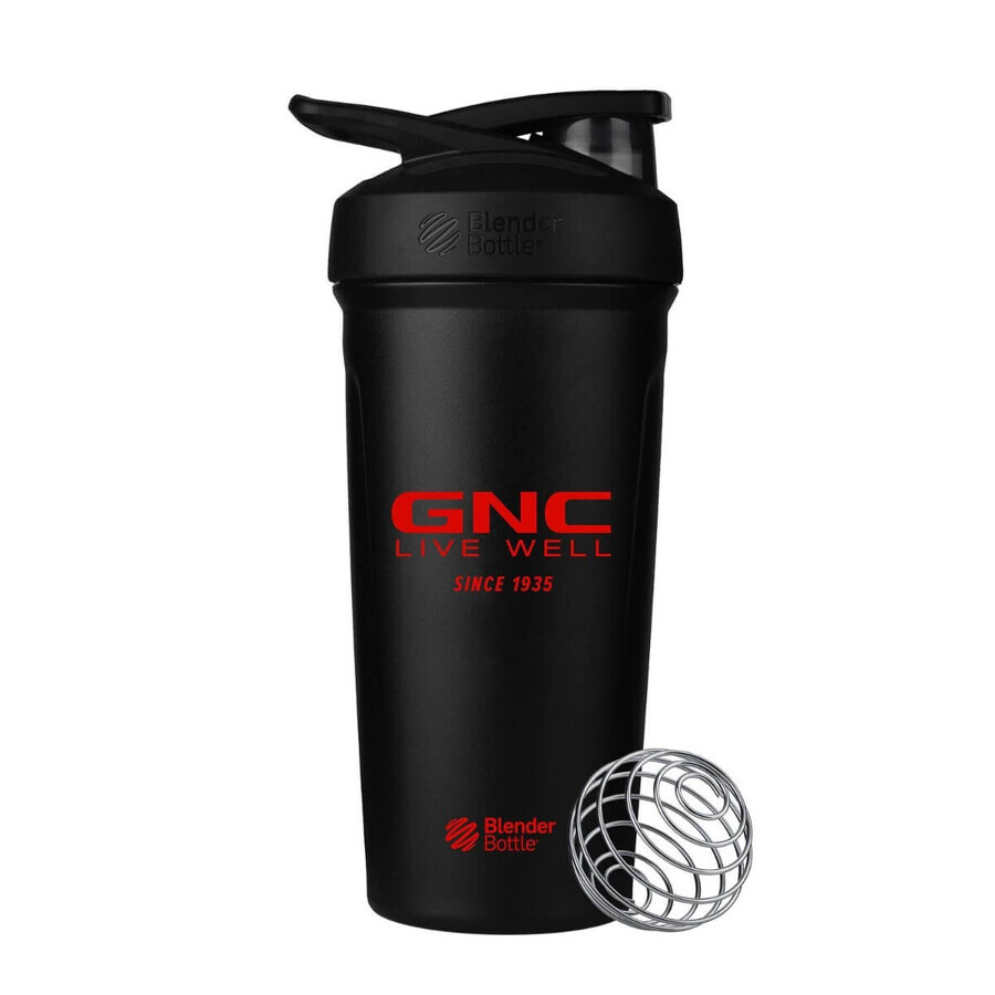 Gnc Blender Bottle Shaker Bottle Shaker Strada, Black Stainless Steel, 700 Ml