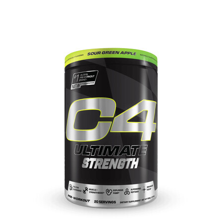 Cellucor C4 Ultimate Strenght Pre-workout, Advanced Strength Formula with Green Sea Flavored Sea of Sorrel, 558 G