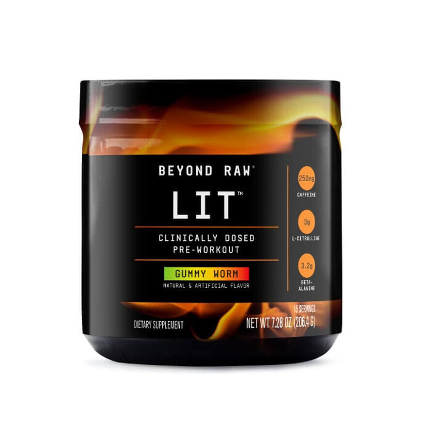 Gnc Beyond Raw Raw Lit Pre-Entrenamiento Con Gominolas Sabor Gusano, 211 G