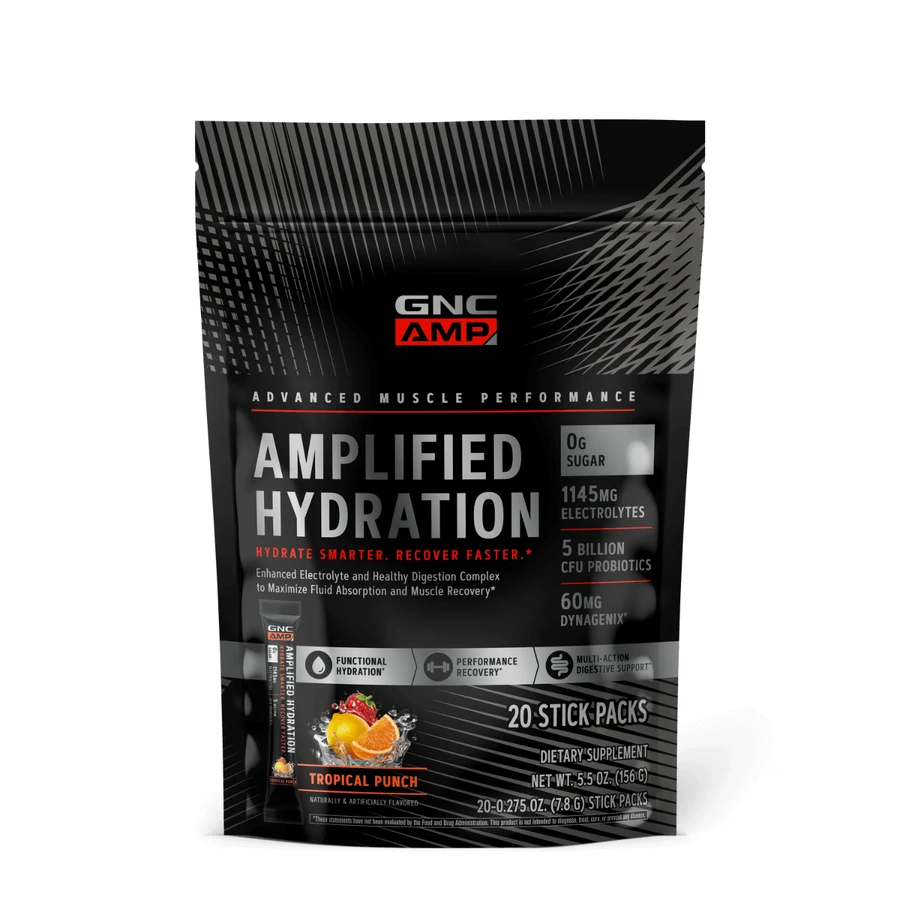 Gnc Amp Amplified Hydration, elektrolity o smaku owoców tropikalnych, 20 saszetek, 152 G: ceny i cechy