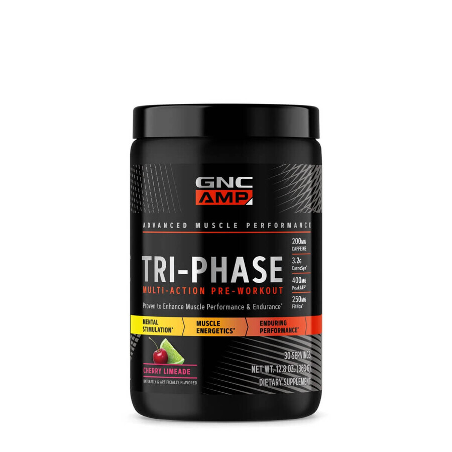 Gnc Amp Tri-phase Multi-action, Pre-workout met limoen- en kersensmaak, 363 G