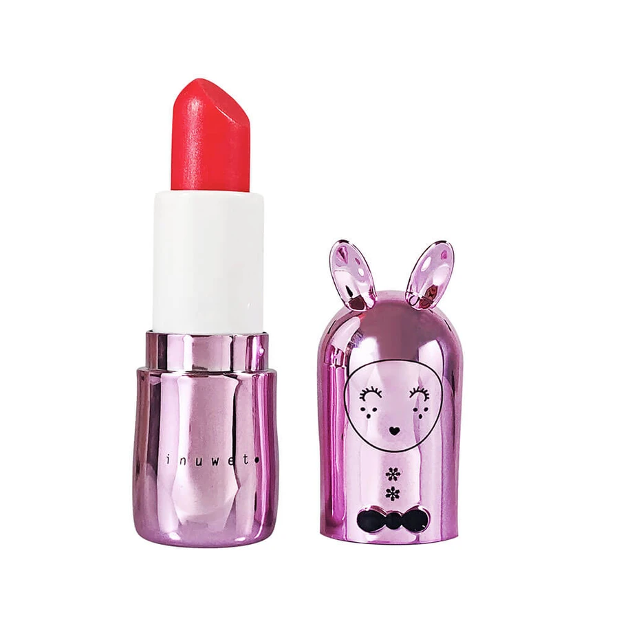 Bálsamo labial infantil con purpurina, Rosa, con sabor a frambuesa, Sorbet Framboise, Inuwet, 3,5 gr