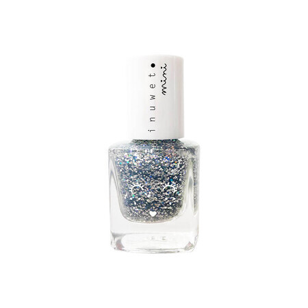 Glitter Silver Dreamer, Inuwet mini, vernis à ongles pour enfants à base d'eau aromatisée à la vanille, 5 ml