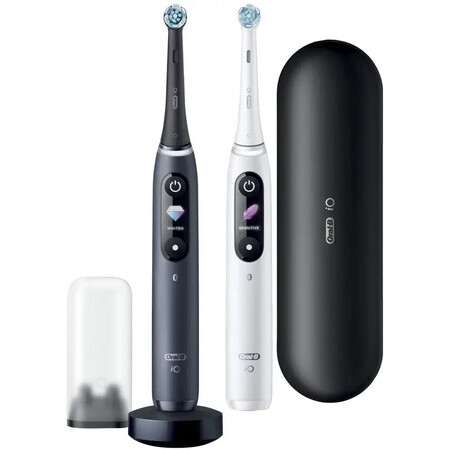 Oral B EK Duo iO serie 8 Zwart&Wit + tandenborstelhouder + reistasje