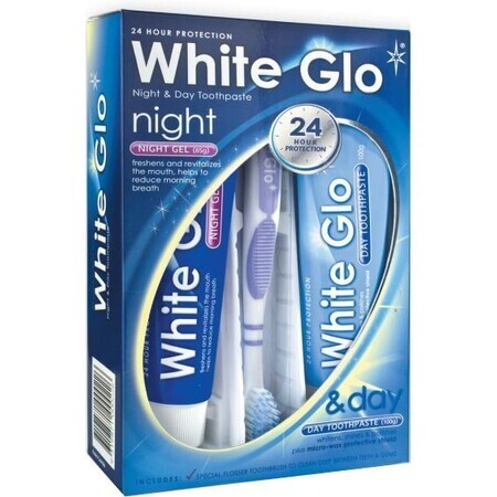 White Glo Set de pastă de albire de zi și de noapte 185 g