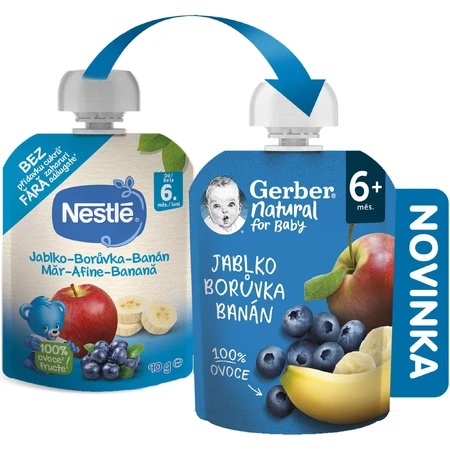 Gerber Natural torebka jabłko, jagoda i banan 6m+ 90 g: ceny i cechy
