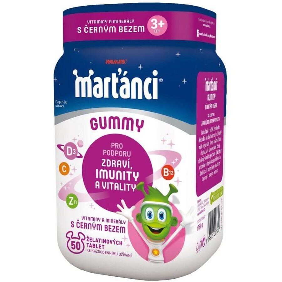 Martians Walmark Gummy Black Elderberry 20 mg Gelatin Tablets 50 pcs