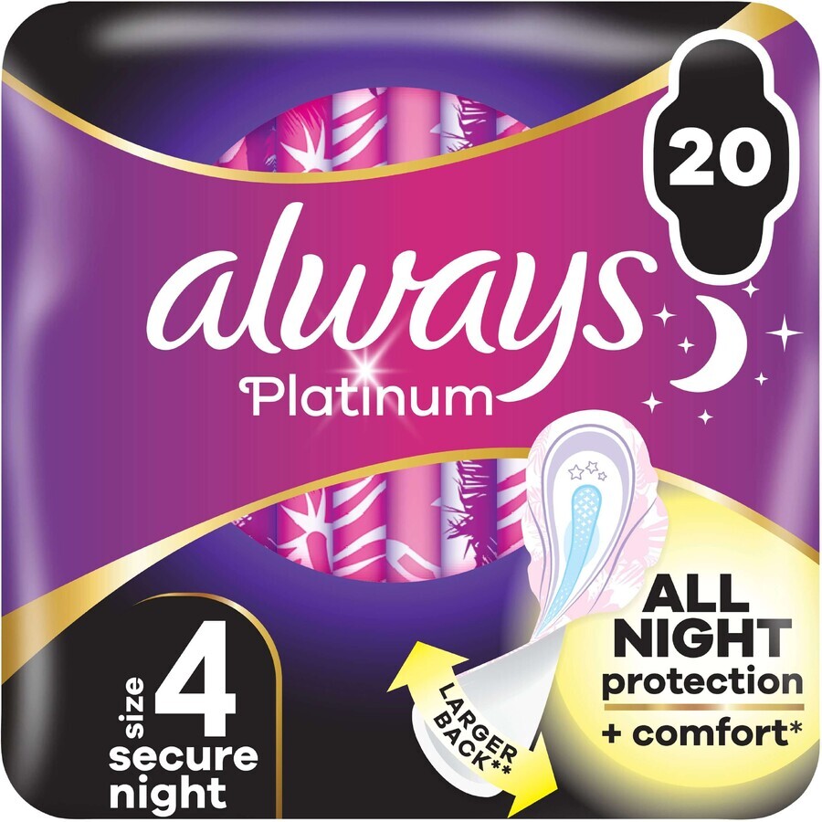 Toallitas Always Platinum Secure Night con alas 20 unidades