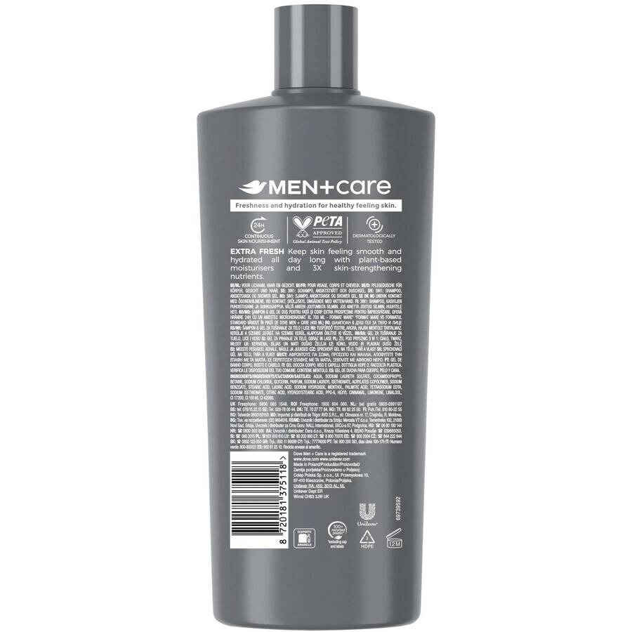 Gel de ducha Dove Men+Care Extra Fresh 700 ml