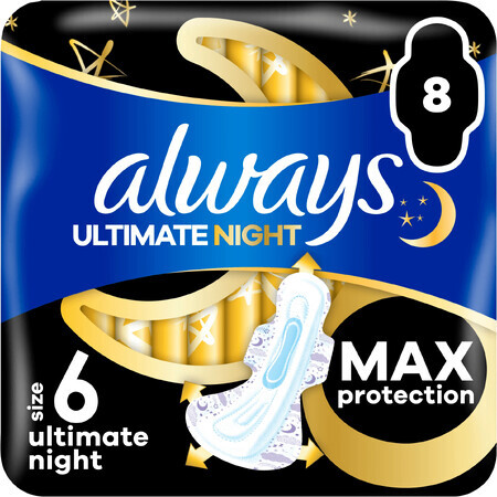 Always Ultimate Night Sanitary Pads (size 6) with wings 8 pcs